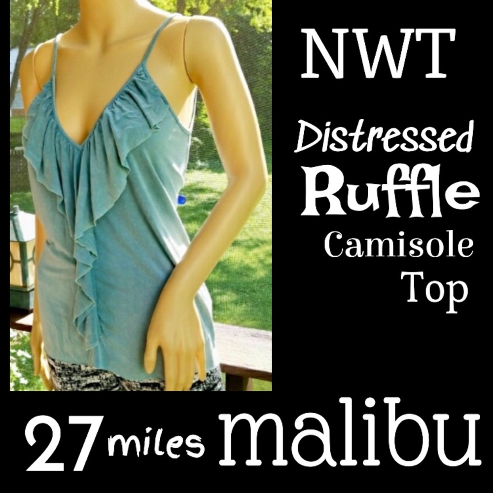 ▪️NWT▪️27 MILES MALIBU▪️Teal Ruffle Camisole Top